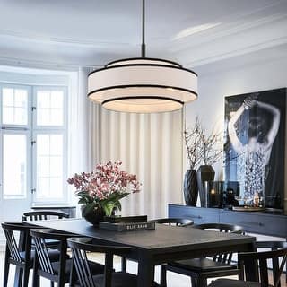 GetLedel 5-Light Double Shaded Dimmable Drum Chandelier
