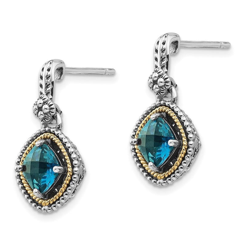 Curata 925 Sterling Silver Polished With 14k London Blue Topaz Post Earrings 23x13mm