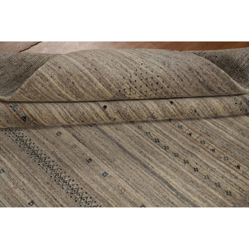 Hand Knotted Oriental 100% Wool Carpet Tribal Tribal Beige & Ivories Gabbeh Area Rug - 9' 9'' X 6' 7''
