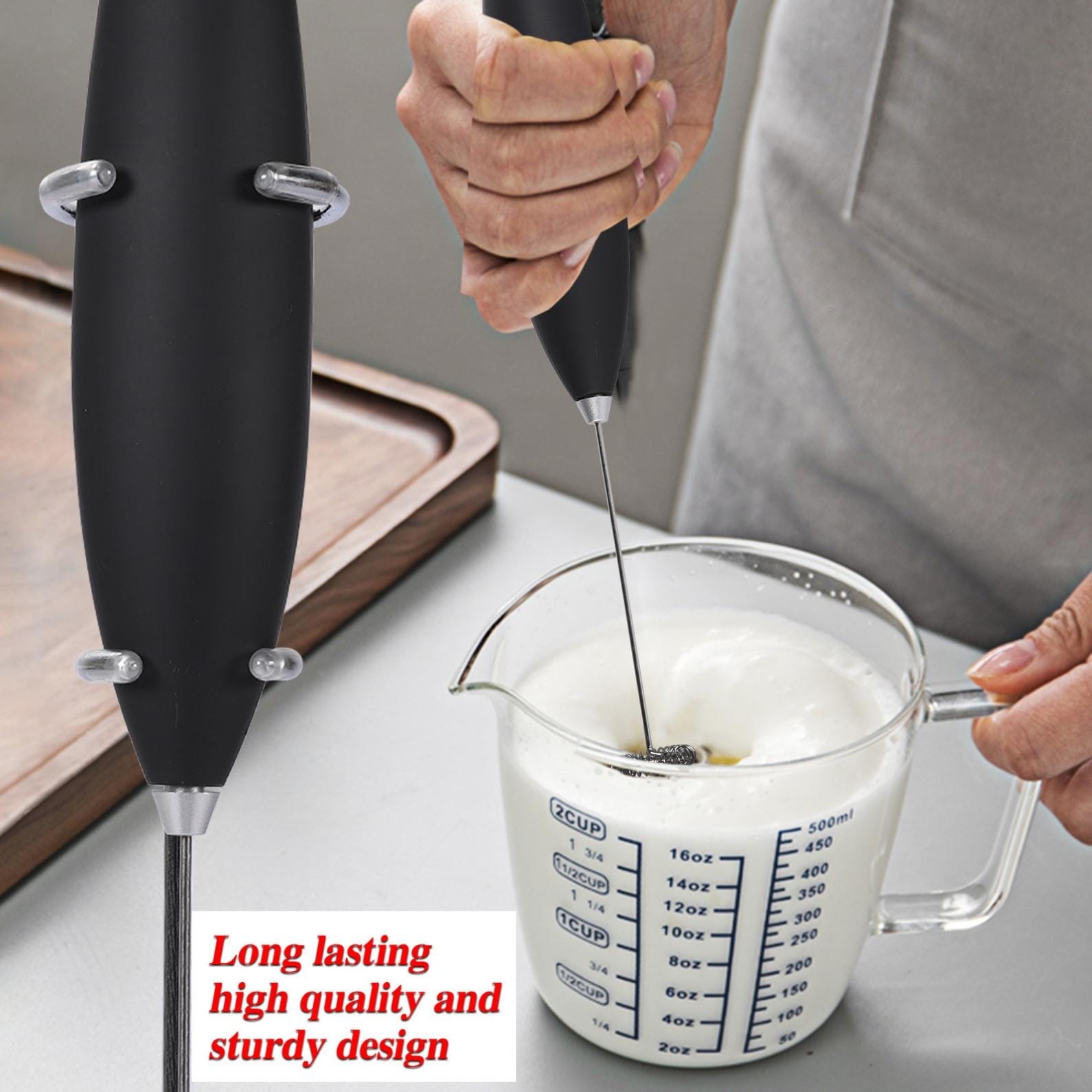 Deco Gear Milk Frother - Handheld Electric Foam Maker for Coffee, Latte, Cappuccino