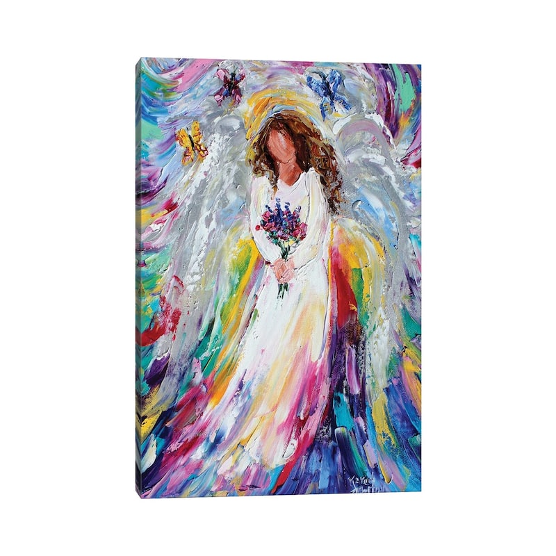 iCanvas "Spring Angel With Wildflowers And Butterflies" by Karen Tarlton Canvas Print