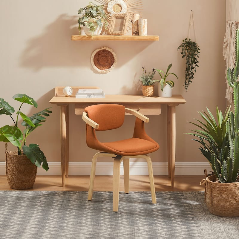 Art Leon Swivel Upholstered and Wood Accent Chair