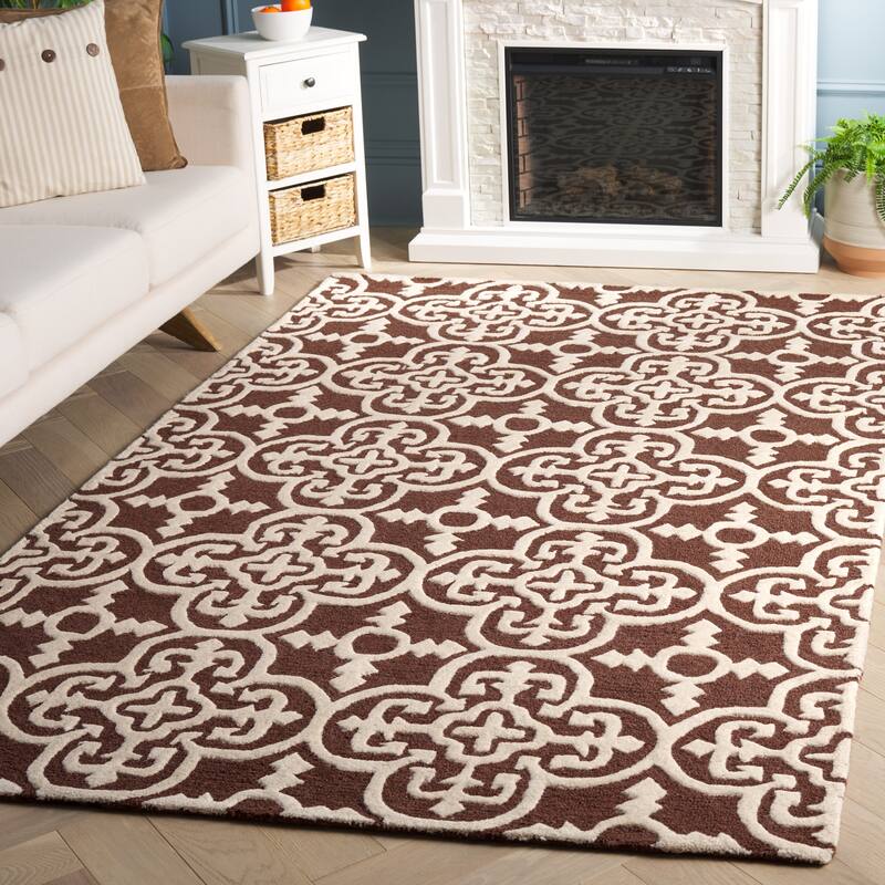 SAFAVIEH Handmade Cambridge Shigemi Modern Wool Rug - 5' x 8' - Dark Brown/Ivory