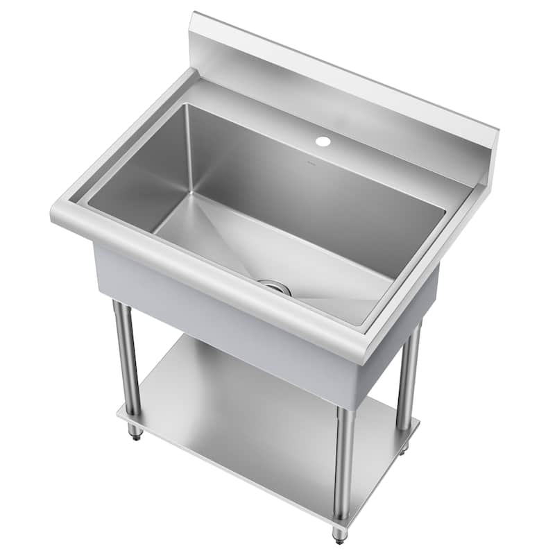 KRAUS Standart Pro 32 in. Stainless Steel 1-Bowl Laundry Utility Sink