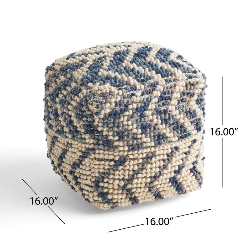 Stylish look Wool and Cotton Pouf Easy to maintain - Clear - Large