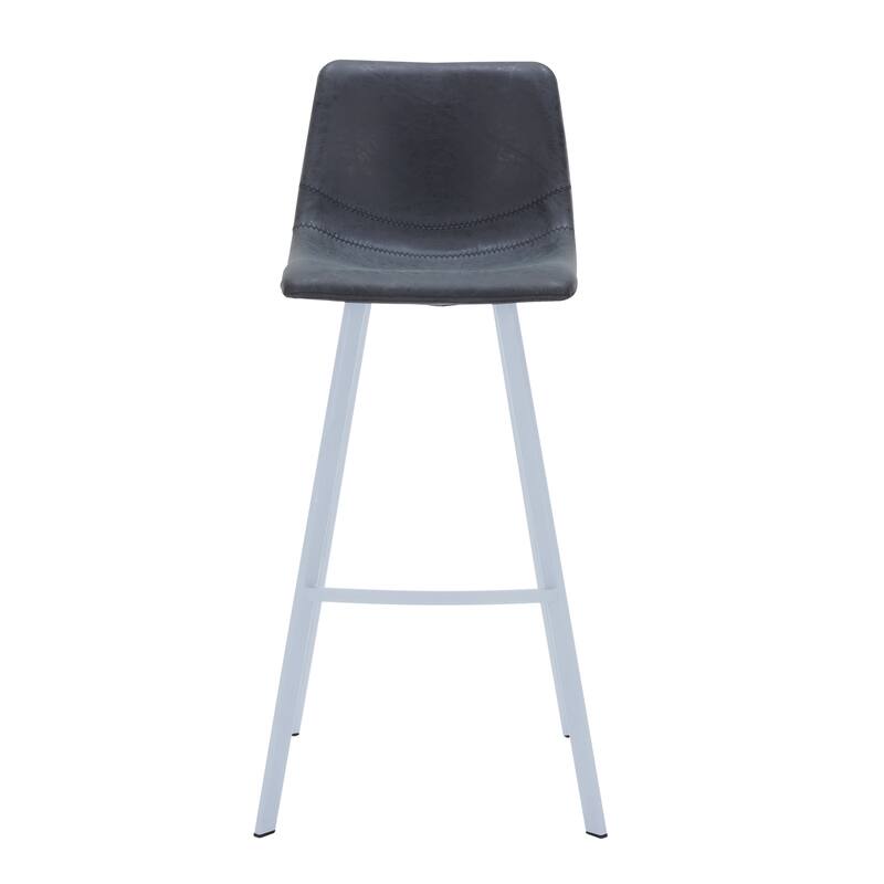 Leather 41" Counter Height Bar Stool with Stainless Steel Legs and Footrest