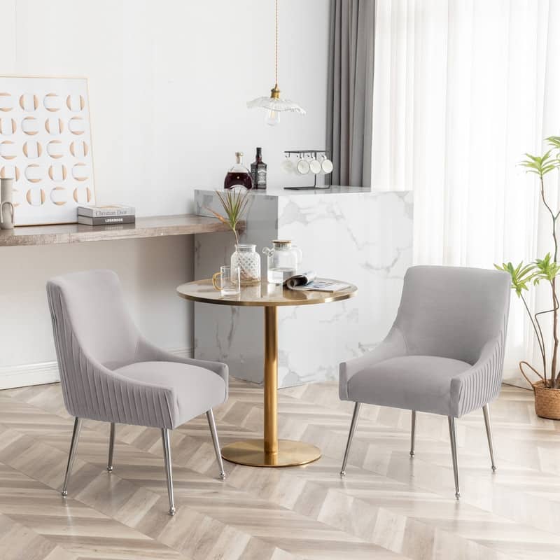SEYNAR Modern Glam Velvet Dining Chair Set of 8 for Dining Room, Tufted Vanity Chair for Living Room (no table)