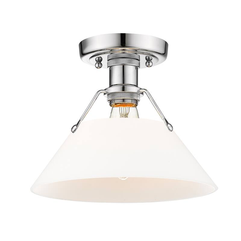 Yep by Golden Lighting Orwell 1-light Flush Mount in Chrome and Opal Glass - Silver