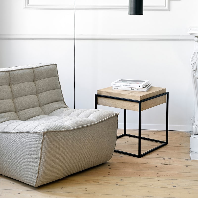 Dark Beige Fabric Italian Modern Minimalist Armless Couch One Seater Sofa