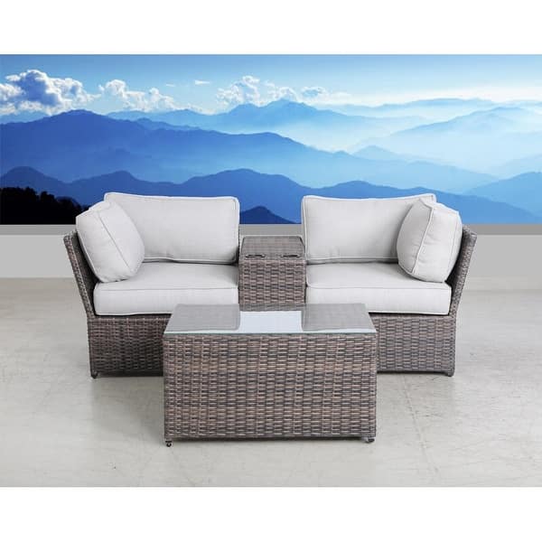 LSI Wicker/Rattan 2 Person Seating Group with Cushions Bed Bath