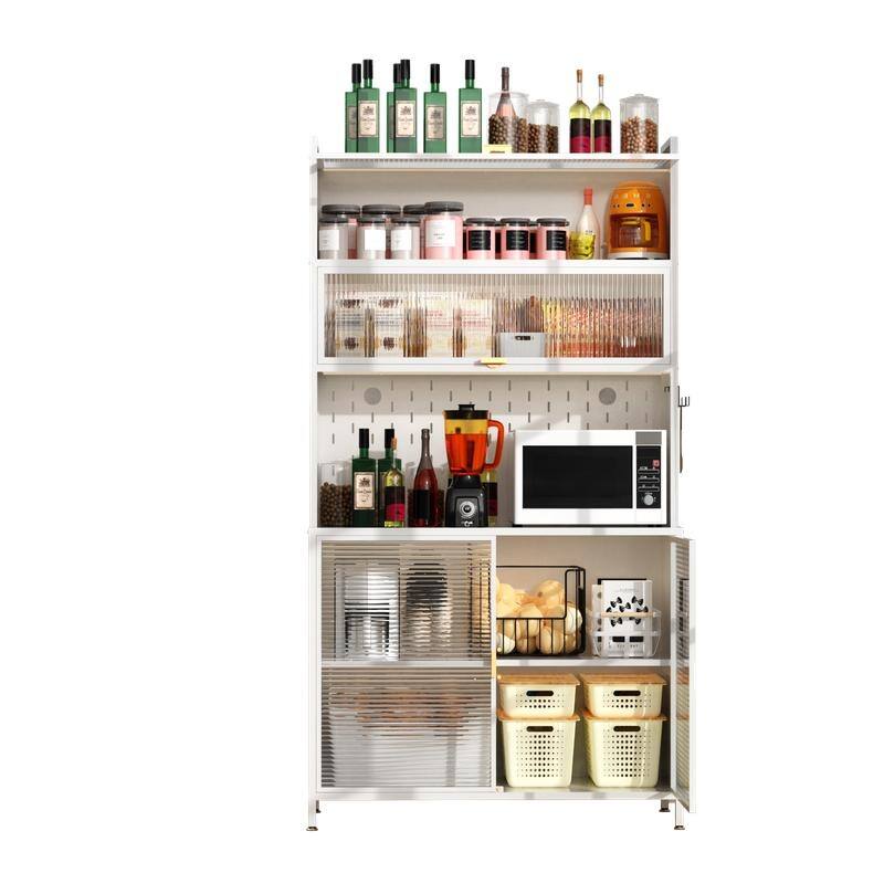 73" Tall 6-Tier Flip-Door Pantry Cabinet with Pegboard, Anti-Tip Design - Versatile Storage for Kitchen, Living Room & More