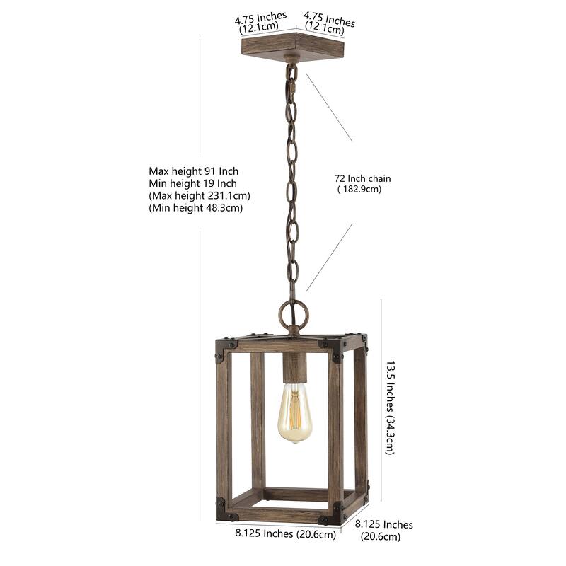 Turing 8.13" Adjustable Iron Rustic Farmhouse LED Pendant, Brown by JONATHAN Y