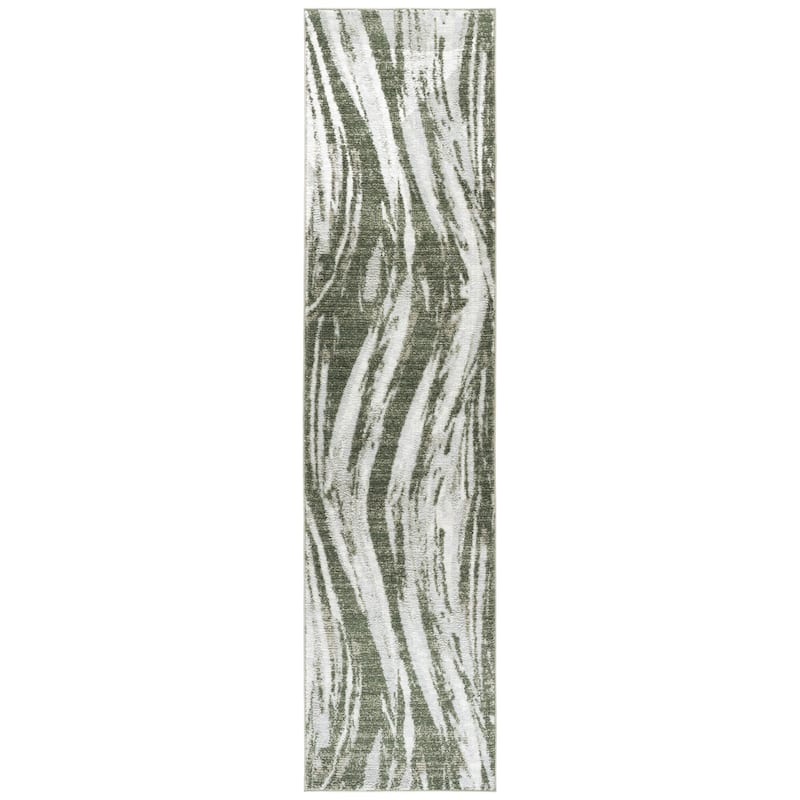 SAFAVIEH Wave Ilionora Modern Rug - 2'2" x 9' Runner - Green/Ivory