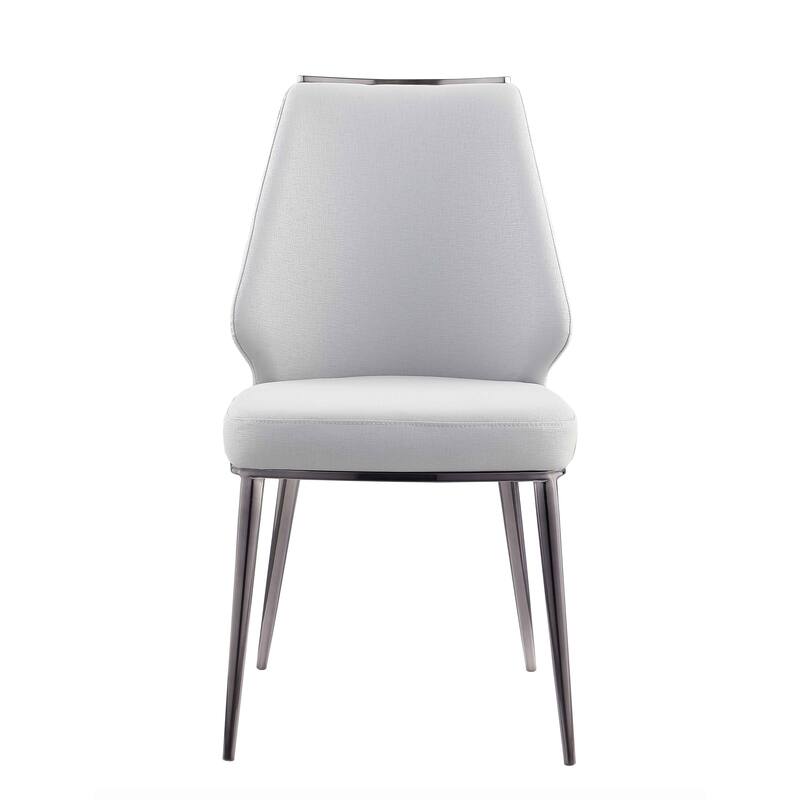 Somette Tate Gray Faux Leather Curved Back Side Chair, Set of 2
