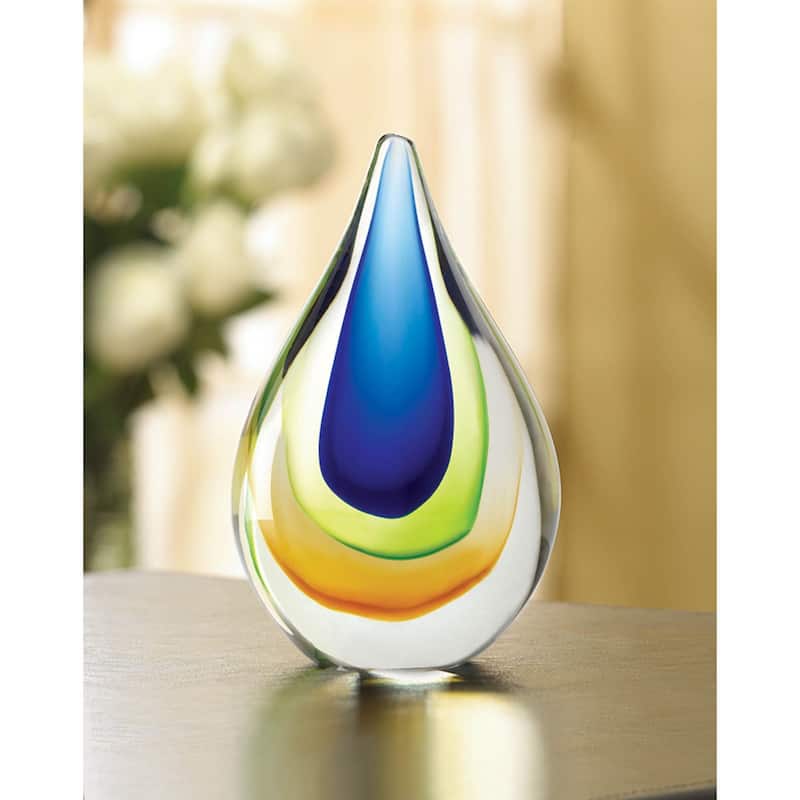 Art Teardrop Outdoor Statue - 6.5" - Blue and Clear