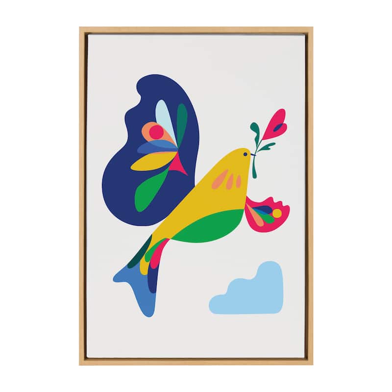 Kate and Laurel Sylvie Peace Dove Framed Canvas by Rachel Lee