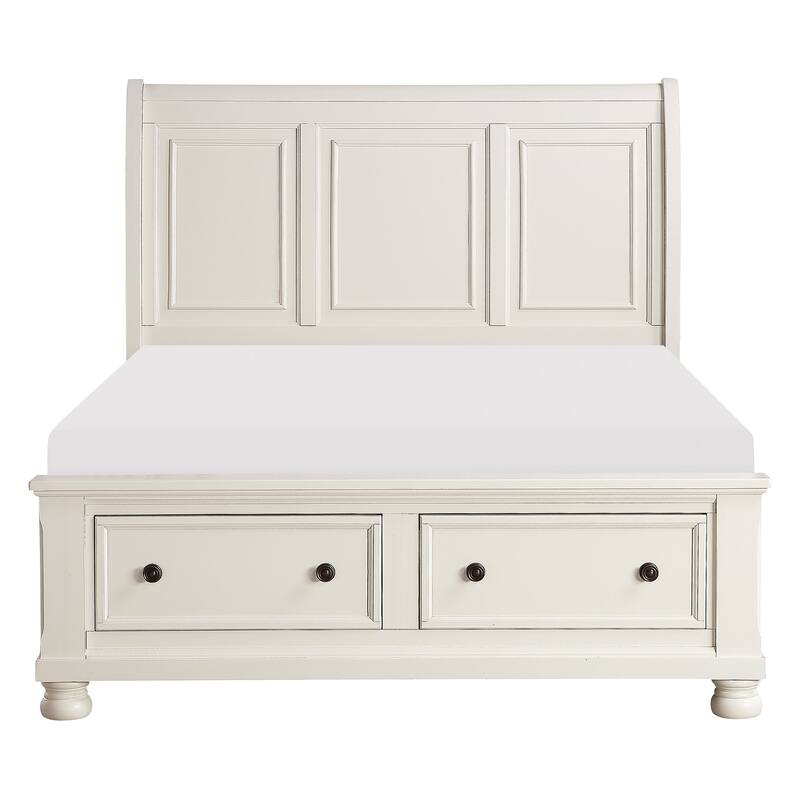 Classic White Finish Bedroom Furniture Set Platform Bed with Drawers