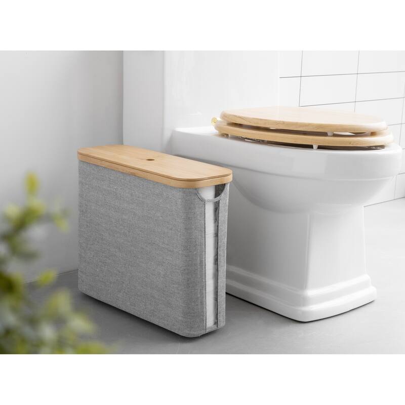 Freestanding Toilet Paper Holder for 9 Mega Rolls, Bathroom Storage Basket With Side Window - 17.5"L x 6"W x 13.75"H