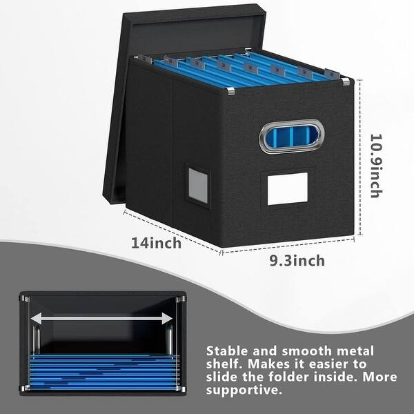 Hanging File Box with Lid(Black-4 Pack) - Bed Bath & Beyond - 39427161