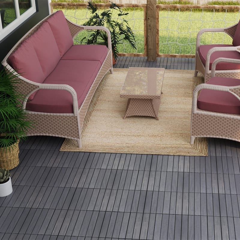 1 ft. x 1 ft. Acacia Wood Outdoor Interlocking Deck Tiles, Box of 10