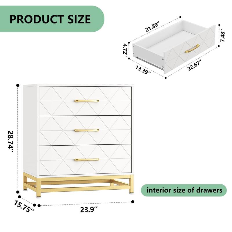 3/4 Drawer Wood Dresser for Bedroom, Modern Storage Chest for Closet