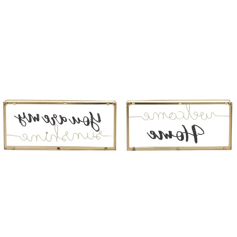 Glass Sunshine, Home Decorative Sign - Set of 2 Gold - Roche River Decor