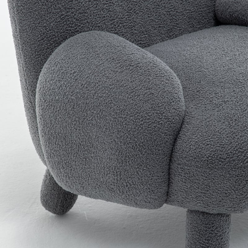 SEYNAR Modern Faux Sherpa Upolstered High Back Armless Accent Chair Set of 2