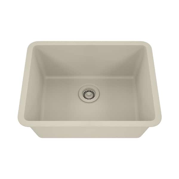 slide 2 of 7, 23 Inch Lexicon Platinum Quartz Composite Drop-in Undermount Single Bowl Galaxy Beige Kitchen Sink LP-2318-B-SO - 23x18 Galaxy Beige