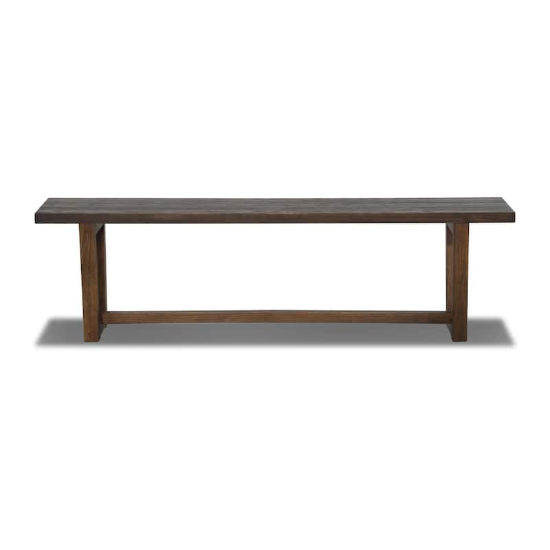 Cascais Solid Wood Bench with Industrial Base - Brown Oak