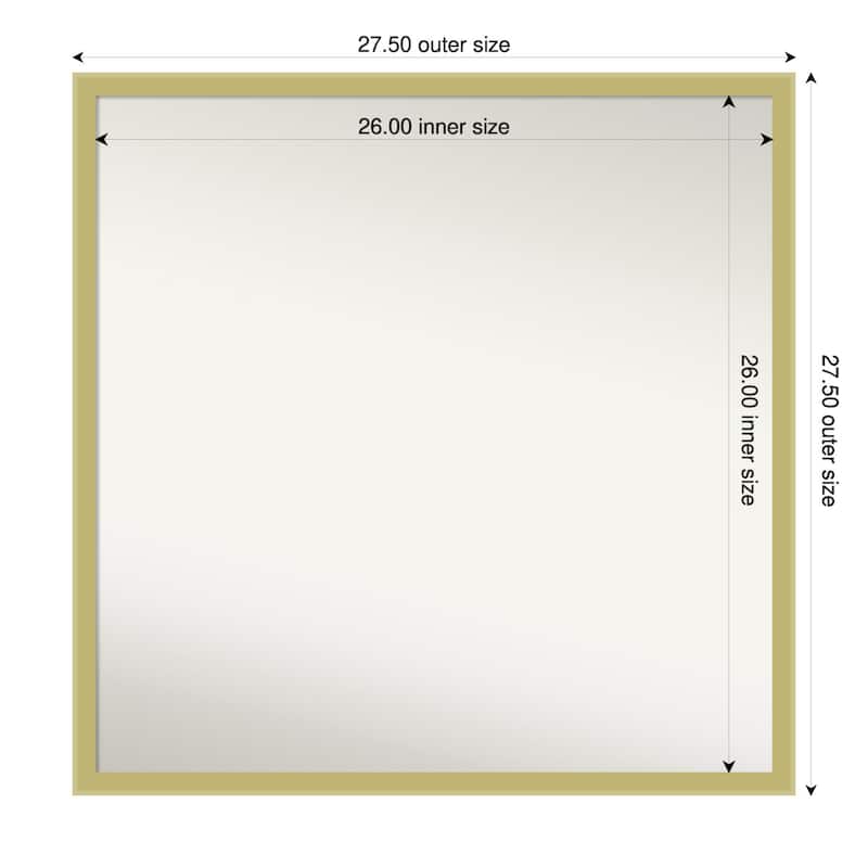Incline Non-Beveled Wood Framed Bathroom Vanity Wall Mirror - 28 x 28 in - Incline Light Gold