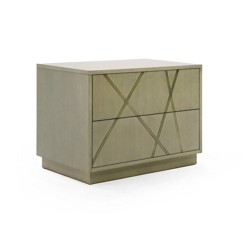 28 Inch Nightstand, Cross Sectioned Paint Art, Cubed Design, Bronze White