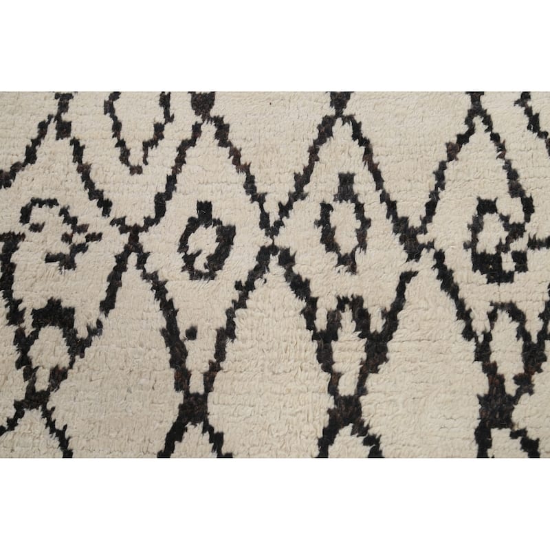 Geometric Moroccan Oriental Area Rug Hand-knotted Wool Carpet - 6'1" x 12'3"