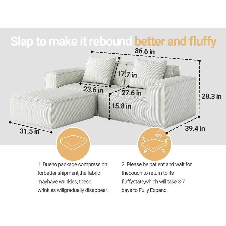 Chenille Fabric Sectional Sofa for Living Room,Tofu Block Sofa Floor Sofa