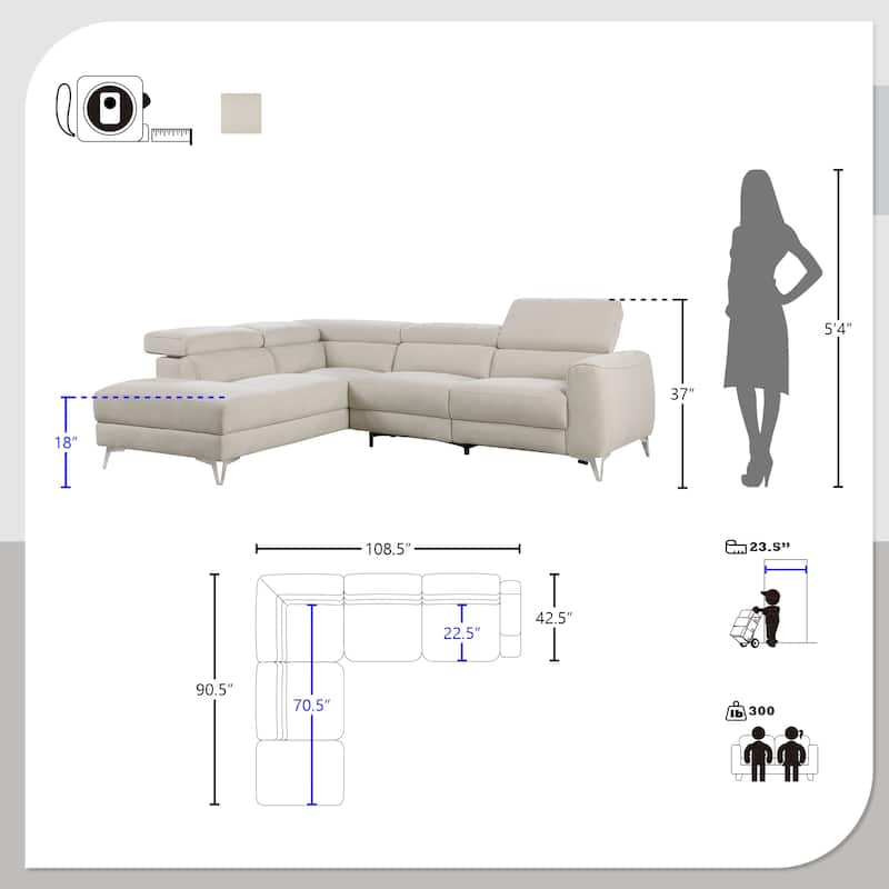 Sheffield 2-Piece Power Reclining Sectional Sofa with Left Chaise