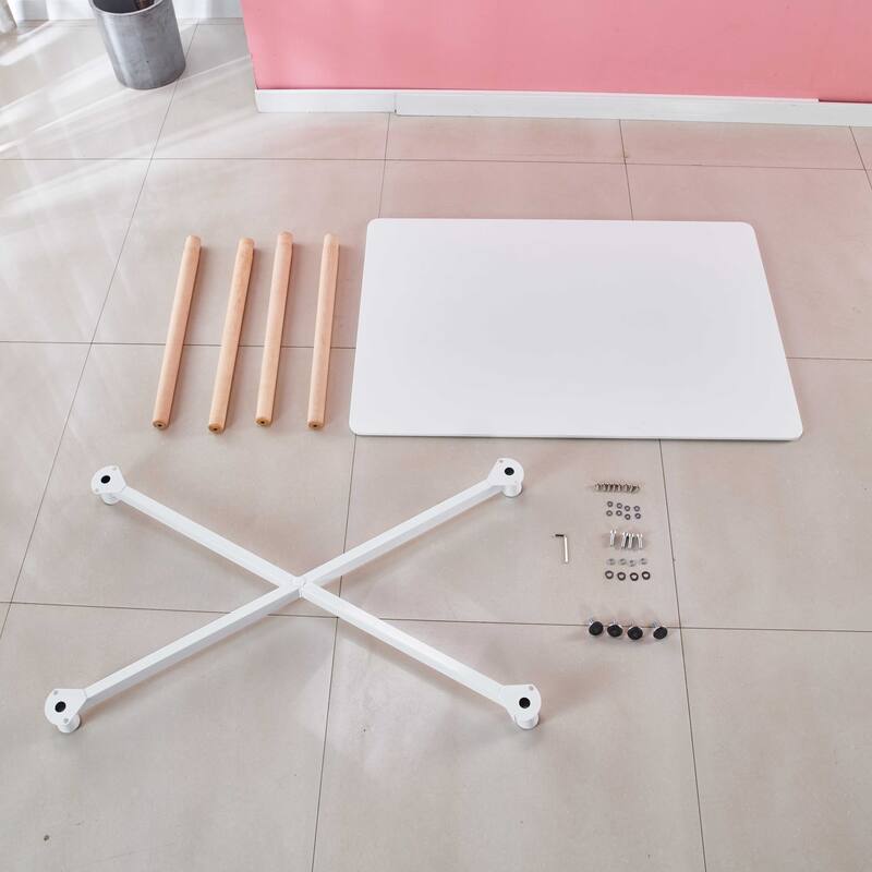 Modern Table with Metal Legs, Simple Design, Easy Assembly, Smooth and Cleanable Surface,for Office or Living Room