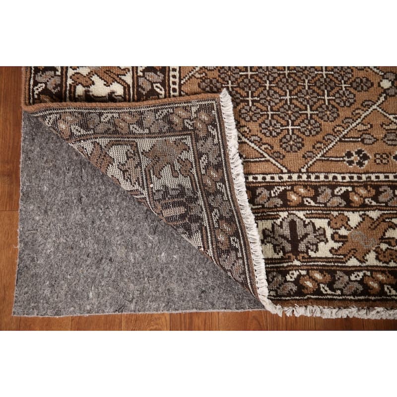 Geometric Brown Bakhtiari Persian Vintage Rug Handmade Wool Carpet - 6'5"x 9'11"