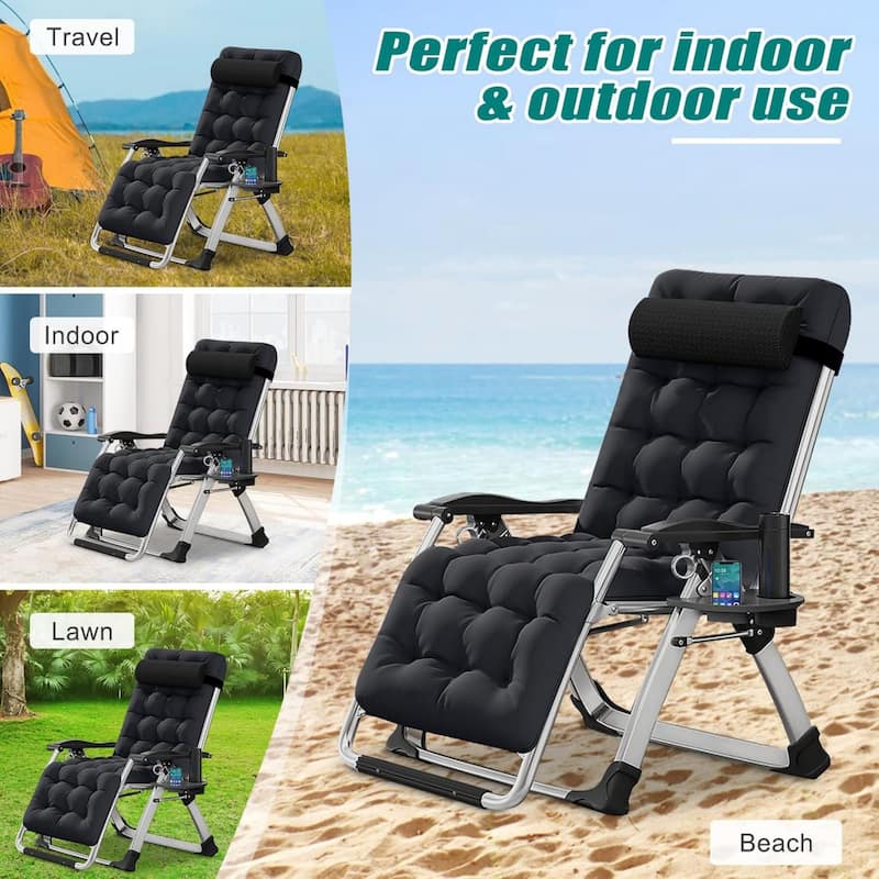 DoCred Zero Gravity Chair, Folding Lawn Chaise Recliner Lounge Chair