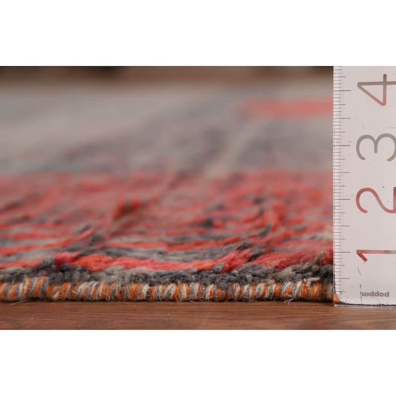 Moroccan Oriental Area Rug Hand-Knotted Grey Wool Carpet - 8'0" x 10'7"