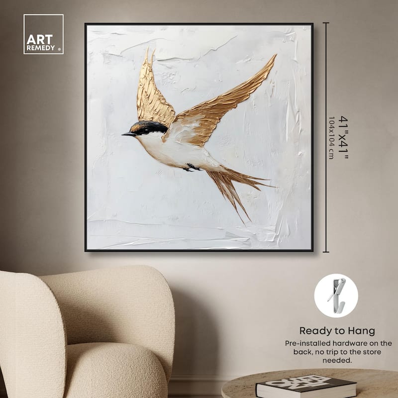 Simple Golden Swallow Canvas by Art Remedy