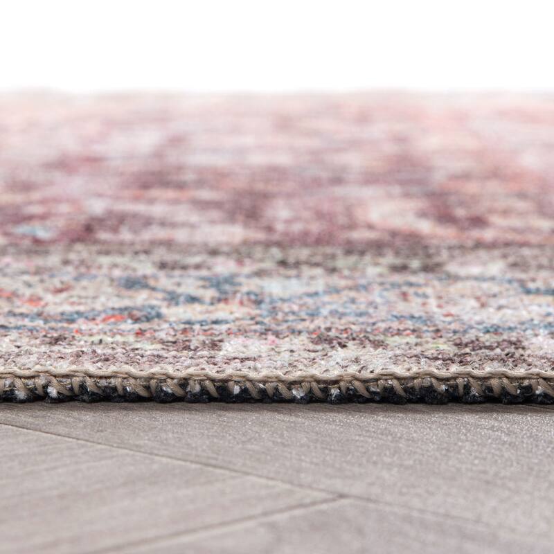 World Rug Gallery Vintage Distressed Bordered Washable Area Rug