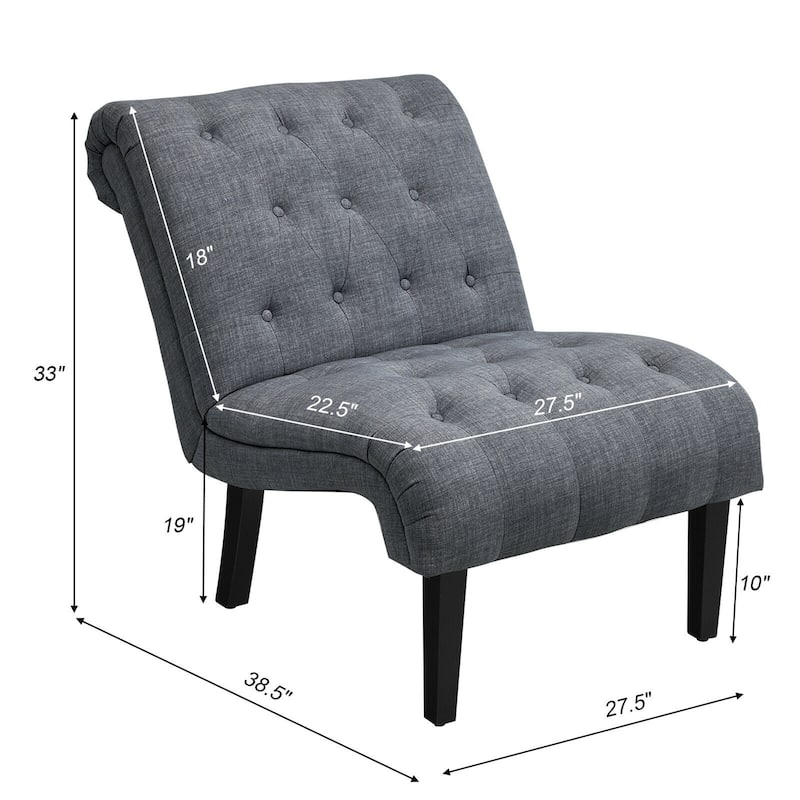 Gymax Set of 2 Armless Accent Chair Upholstered Tufted Lounge Chair - 38.5'' x 27.5'' x 33''