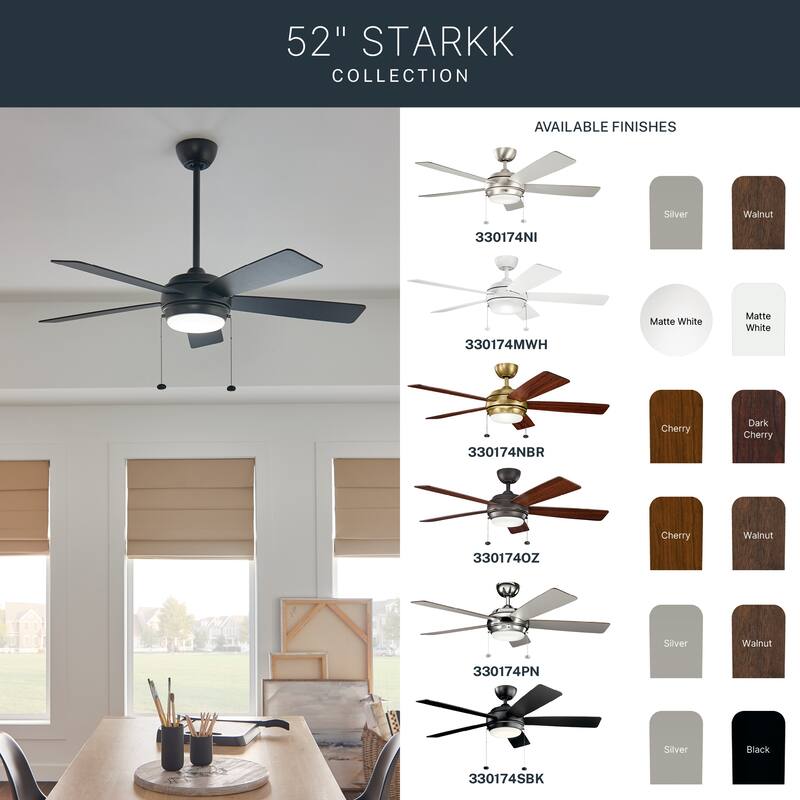 Kichler Lighting Starkk Collection 52-inch Brushed Nickel LED Ceiling Fan