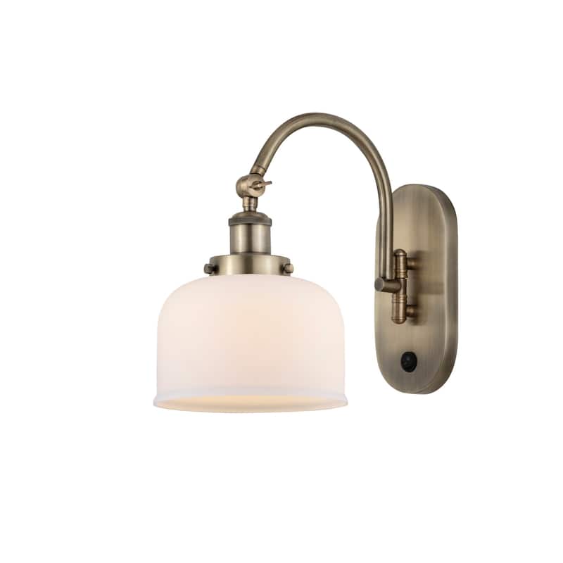 Innovations Lighting 918-1W-13-8 Bell Sconce Bell 13" Tall Wall Sconce - Antique Brass / Matte White