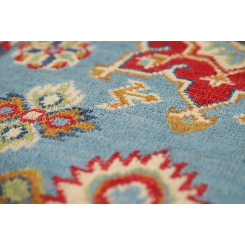 Light Blue Kazak Foyer Rug Handmade Traditional Wool Carpet - 2'0" x 3'0"