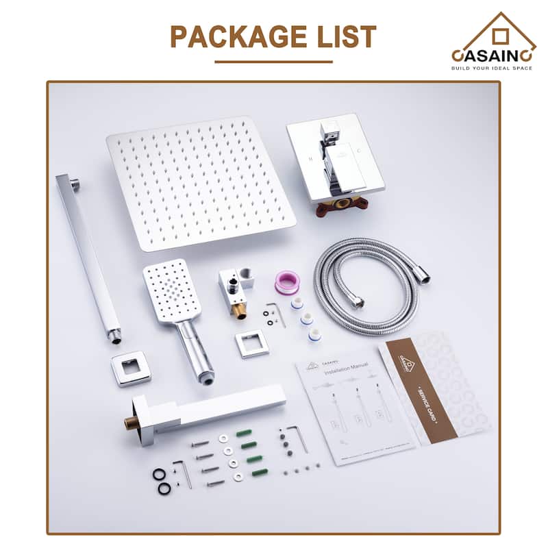 1-Handle 3-Spray Pattern 12 in. Wall Mount Shower Set Shower Head, Tub and Shower Faucet - 12 inch