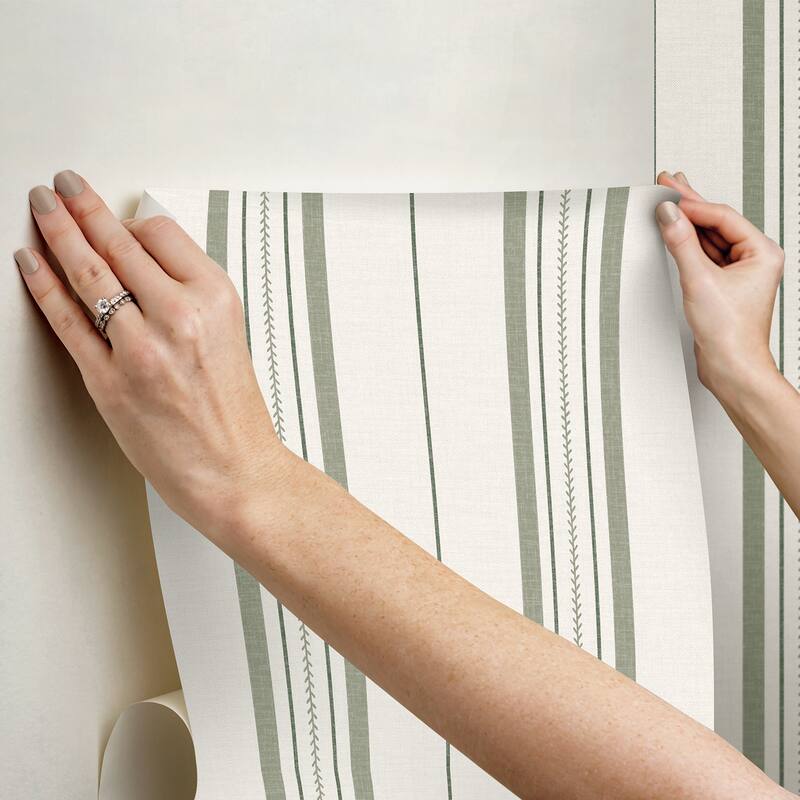 NuWallpaper Brownstone Boys Townhouse Stripe Ivy Peel and Stick Wallpaper - N/A