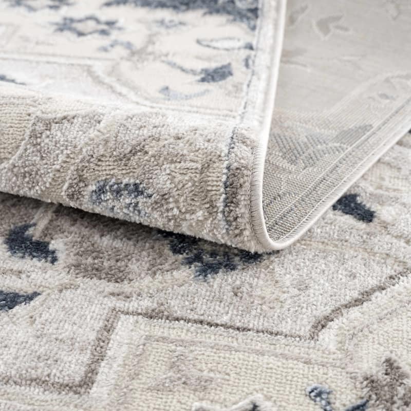 Hauteloom Calum Living Room, Bedroom Area Rug - Farmhouse - High Pile - Pink,Gray - 7'9" x 9'6"