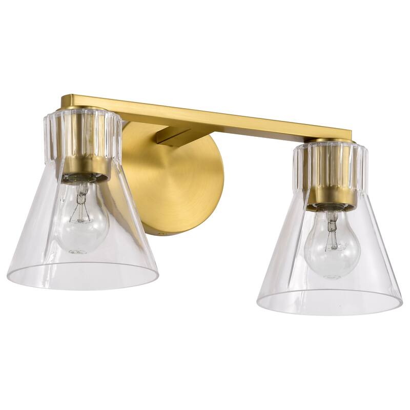 Gianna 2 Light Vanity Vintage Brass Finish Clear Glass - Vintage Brass