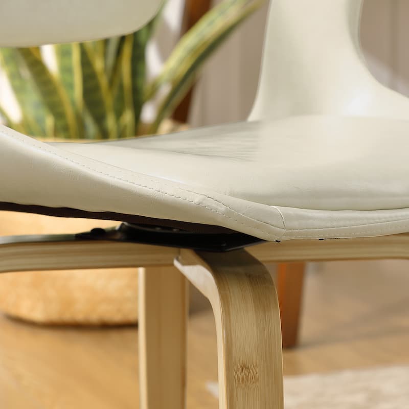 Art Leon Set of 4 Wood and Faux Leather Swivel Chairs