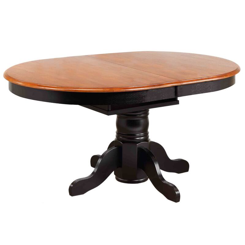 Extendable Dining Table - 66" Oval Pedestal Table, Black Cherry Finish, Seats 6 - 66